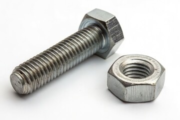 Bolt and Nut on a White Background for Mechanical Applications Generative AI