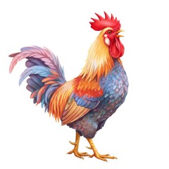 Fototapeta premium Colorful Rooster Illustration on White Background