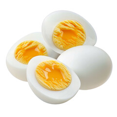 Hard boiled eggs with vibrant yellow yolks displayed PNG on a transparent background 