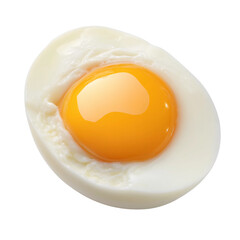 Perfectly cooked egg halves on a white surface PNG on a transparent background 