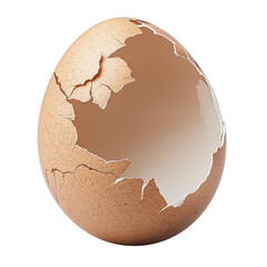 Eggshell cracking open revealing inner surface PNG on a transparent background 