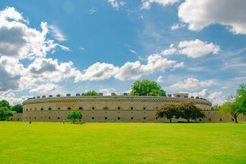Historic Wall and Flower Garden in Klenzepark Ingolstadt, Germany