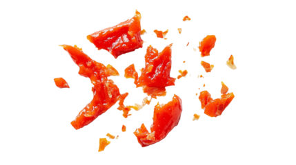 Smashed ketchup isolated on transparent background