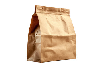 Blank kraft paper bag isolated on transparent background.