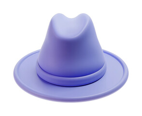 Fototapeta premium Purple fedora hat with smooth rounded crown in minimalist design, cut out - stock png.