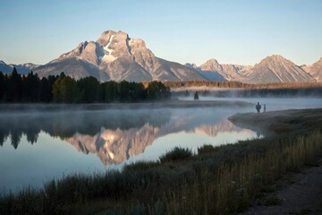Majestic mountain view at dawn