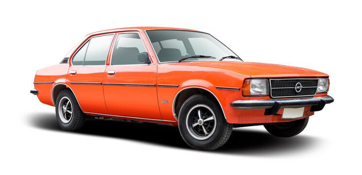 Opel Ascona classic German family car isolated on transparent background. PNG
