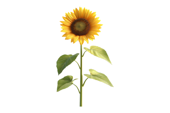 beautiful sunflower isolated on transparent background.