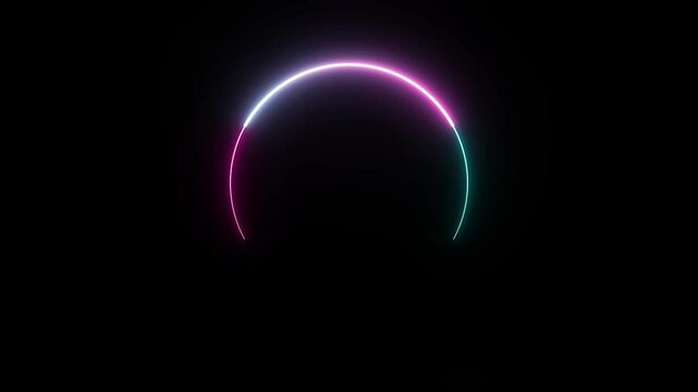 Electric blue and pink lightning energy circle on black background
