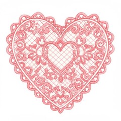 Pink Lace Heart Design Romantic Valentine Illustration