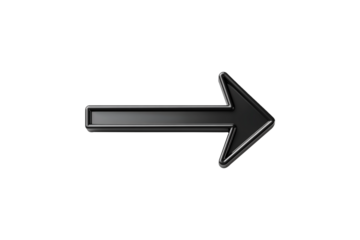 black arrow Pointing to the Right isolated on transparent background.
