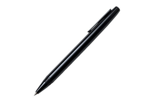 black marker pen isolated on transparent background.