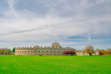 Day in Klenzepark Ingolstadt with Castle and Fortress Wall