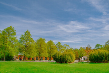 Day in Klenzepark Ingolstadt with Castle and Fortress Wall