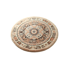 Round Mandala Rug in Peach Brown and Beige Colors Intricate Detailed Design Soft Fluffy Texture