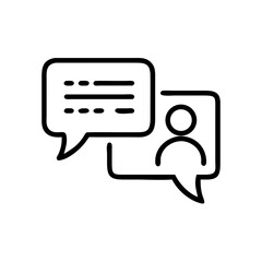 Chat window with person and text in minimalist style  