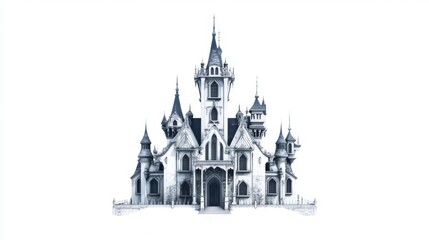 Fototapeta premium An intricate illustration of a fairy-tale castle, showcasing whimsical towers and elegant architectural details.