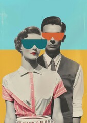 Retro collage of a friendship art sunglasses adult.