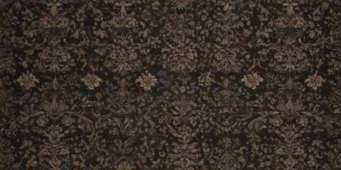 Fototapeta premium Elegant gothic damask; swirling floral & geometric details, seamless repeat , wallpaper, illustration