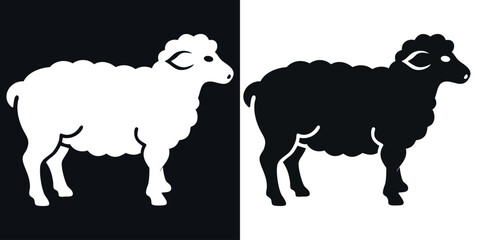 Sheep Silhouette Icon Vector in Black and White