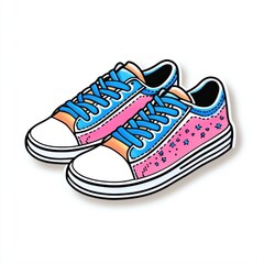 Colorful sneaker design with floral patterns and bright laces for fashion lovers