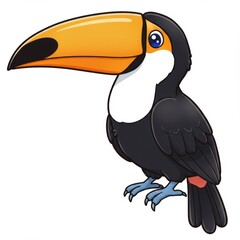 Fototapeta premium Vibrant Cartoon Toucan Illustration with Orange Beak