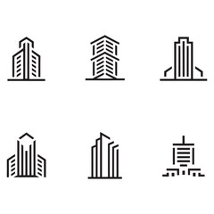 Modern Real Estate Building Icons Set, Minimalist Urban Architecture Logos