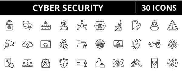 Fototapeta premium Cybersecurity Outline Icons