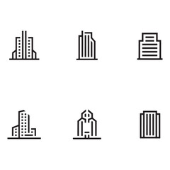 Modern Real Estate Building Icons Set, Minimalist Urban Architecture Logos