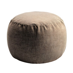Designer fabric pouf in a neutral color