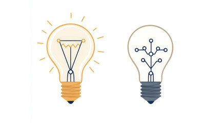 A collection of light bulb illustrations showcasing creative ideas and innovation in a minimalist design.