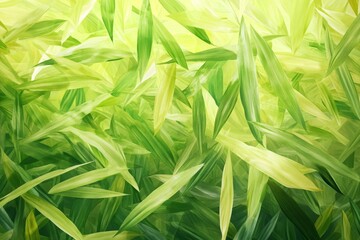 Obraz premium Close-up view of vibrant green and yellow bamboo foliage.
