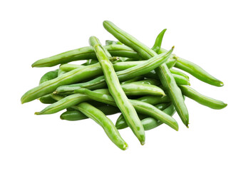 Fresh green beans pile isolated, cut out - stock png.