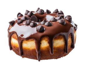 Chocolate glazed doughnut with chocolate chips, cut out - stock png.