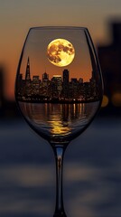 Moonlit Skyline in a Glass: A Magical Cityscape