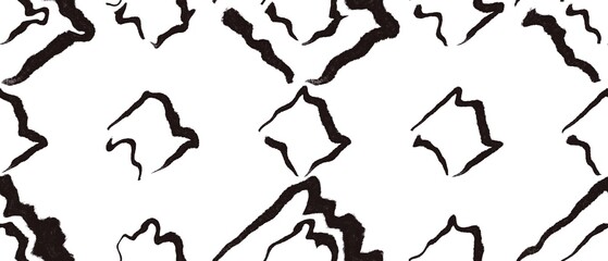 Seamless abstract geometric pattern with rhombuses,  lines. Black, white colors. Illustration. Design for textile fabrics, wrapping paper, background, wallpaper, cover.