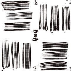 Seamless abstract geometric pattern. Simple background with black, white texture. Digital brush strokes. Lines, squares, grid. Design for textile fabrics, wrapping paper, background, wallpaper, cover.