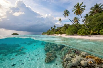 Obraz premium Turquoise Sea Breeze Along a Tropical Island Paradise Generative AI
