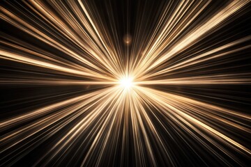 Fototapeta premium A radiant burst of golden light streaks outward, creating a captivating and ethereal abstract design against a dark background.