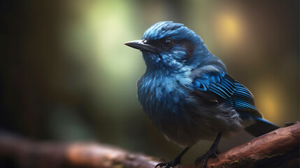 Naklejka premium Photo-Realistic Close-Up of a Vibrant Blue Songbird 