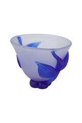 blue bowl on white background  PartyLite Cobalt Blue Candle Holder Frosted Glass