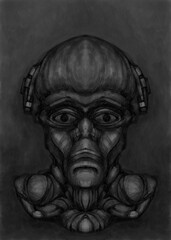Alien creature, sketch, character idea for horror or game - digital painting. Painted on a tablet.