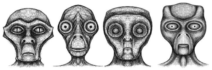 Alien creature, sketch, character idea for horror or game - digital painting. Painted on a tablet.