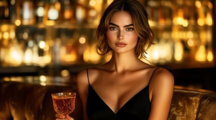 Elegant woman in a cocktail lounge