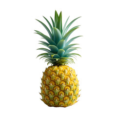 Fresh Pineapple Fruit with Green Leaves Isolated
