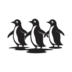 Penguin Group Waddling On Ice
