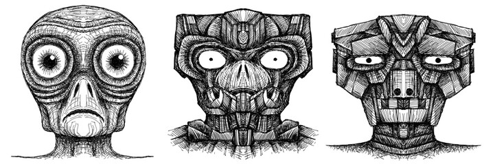 Alien creature, sketch, character idea for horror or game - digital painting. Painted on a tablet.