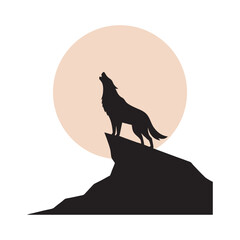 Wolf Howling At Full Moon Night