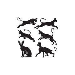 Unique Elegance: A Captivating Collection of Sphynx Vector Silhouettes Highlighting the Distinctive Hairless Body, Graceful Posture, and Playful Personality of This Charismatic Feline Breed.
