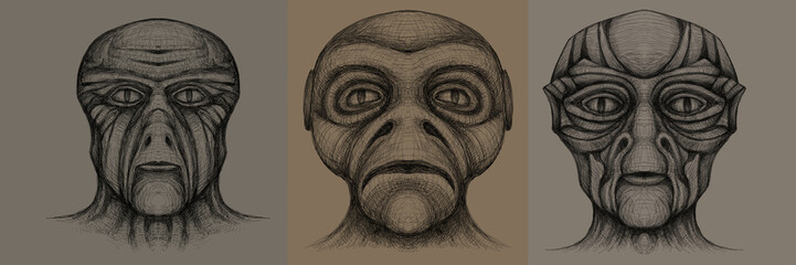 Alien creature, sketch, character idea for horror or game - digital painting. Painted on a tablet.
